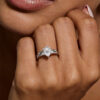 Pear Shaped Moissanite Twisted Engagement Ring Set In White Gold (3)