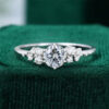 Snowdrift | Half Carat Round Cut Gray Moissanite Cluster Engagement Ring