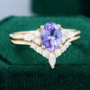 MollyJewelryUS Yellow Gold Oval Tanzanite Engagement ring Set