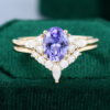 MollyJewelryUS Yellow Gold Oval Tanzanite Engagement ring Set