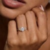 Oval Cut Moissanite Engagement Ring Marquise Accented Ring (2)