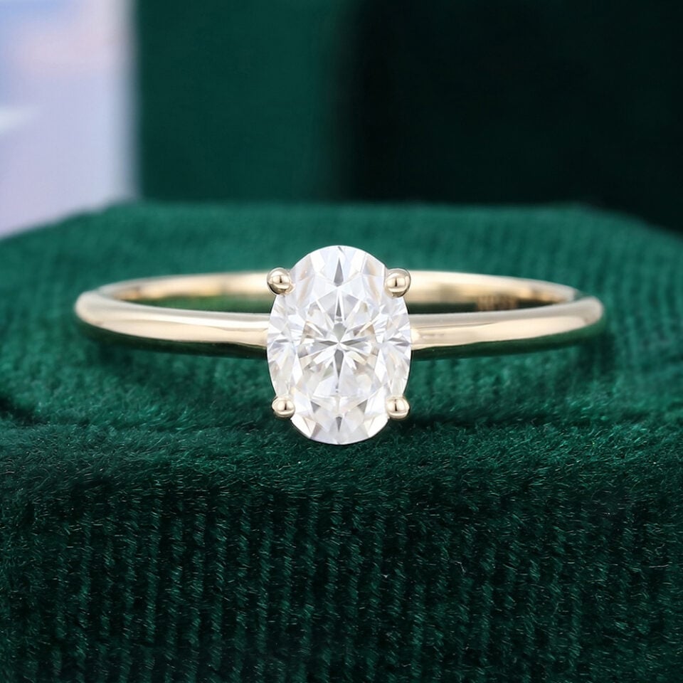 1CT Simple Oval Cut Moissanite Engagement Ring Minimalist Gift For Her