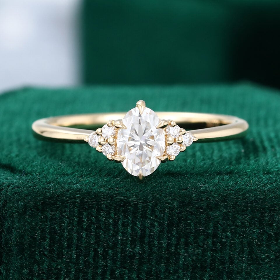 Half Carat Oval Moissanite Dainty Engagement Ring