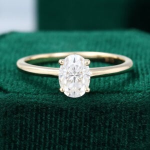 1CT Simple Oval Cut Moissanite Engagement Ring Minimalist Gift For Her