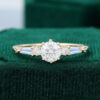 Round Cut Moissanite Promise Ring With Moonstone Accents