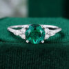 Round White Gold Emerald Engagement Ring Classic Ring For Women