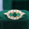 Unique Emerald Diamond Cluster Ring Victorian Style Evil Eye Ring (1)
