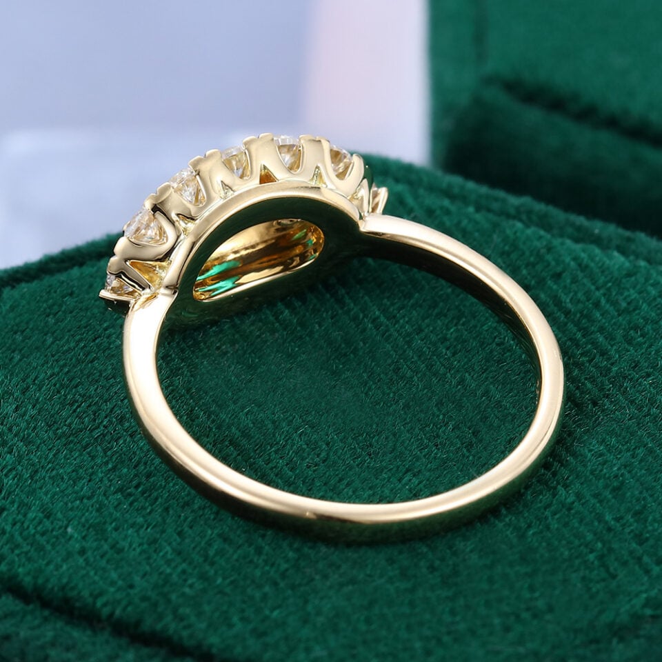 Unique Emerald Diamond Cluster Ring Victorian Style Evil Eye Ring (5)