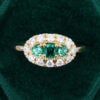 Unique Emerald Diamond Cluster Ring Victorian Style Evil Eye Ring (6)