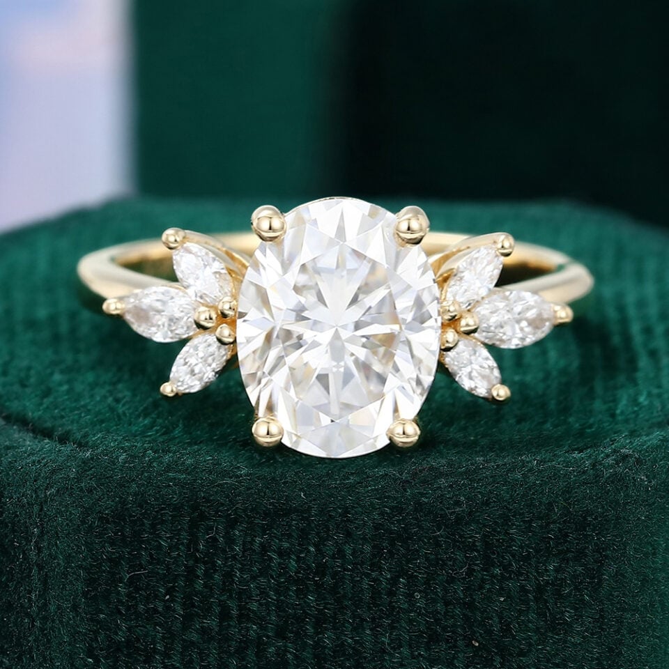 Yellow Gold Oval Moissanite Engagement Ring