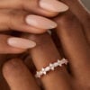 Marquise & Round Cut Moissanite Wedding Band Petal Designed Promise Ring (2)