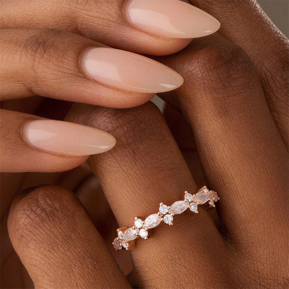 Marquise & Round Cut Moissanite Wedding Band Petal Designed Promise Ring (2)