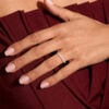 Oval cut morganite half eternity wedding band anniversary ring for women