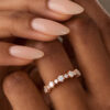 Round Cut Moissanite Promise Ring Half Eternity Milestone Ring (3)