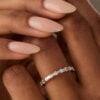 White Gold Baguette Cut Moissanite Wedding Band (3)