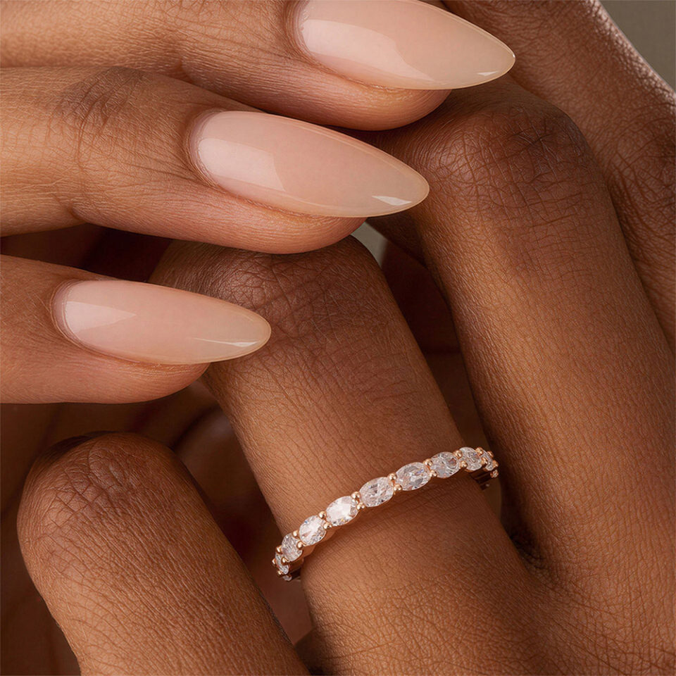 yellow gold moissanite straight wedding band