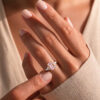 Classic Cluster Emerald Cut Pink Sapphire Engagement Ring