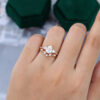 Vintage Unique Rose Gold Pear Shaped Moissanite Engagement Ring Set