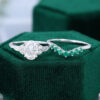 Oval Cut Moissanite Engagement Ring Set White Gold Wedding Bridal Promise Ring Set