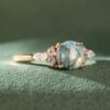 Round Cut Moss Agate Engagement Ring Moissanite Accent Promise Ring (1)