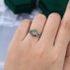 White Gold Simple Black Onyx And Emerald Curved Wedding Bands
