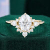 1.5CT Oval Cut Moissanite Arc Cluster Engagement Ring