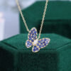 Butterfly Sapphire Pendant Necklace Anniversary Gift For Women