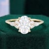 Elongated Oval Cut Moissanite Classic Side Stone Engagement Ring