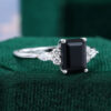 Emerald Cut Black Onyx Classic Diamond Side Stone Engagement Ring (5)