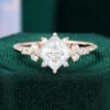 Flora Princess Cut Moissanite Cluster Engagement Ring