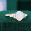 Oval Cut Natural Opal Engagement Ring Moissanite Accented Promise Ring (4)