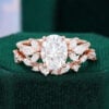 Oval Moissanite Engagement Ring Set In Rose Gold