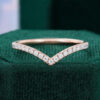 Pave V Shaped Moissanite Wedding Band