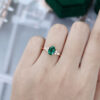 Oval Cut Emerald Engagement Ring In 14K Rose Gold