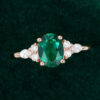 Oval Cut Emerald Engagement Ring In 14K Rose Gold