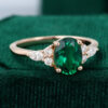Oval Cut Emerald Engagement Ring In 14K Rose Gold
