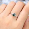 Rose Gold Pear Shaped Blue Green Sapphire Engagement Ring