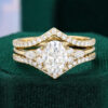 Vintage Double Bands Oval Cut Moissanite Bridal Ring Set