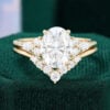 Yellow Gold Moissanite Oval Engagement Rings Set