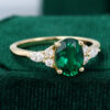Oval Cut Emerald Engagement Ring In 14K Rose Gold