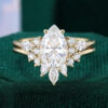 1.5CT Elongated Pear Shaped Moissanite Classic Cluster Bridal Ring Set