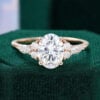 1.5CT Oval Cut Moissanite Engagement Ring with Classic Side Stones