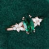 Marquise Cut Emerald & Diamond Blossom Cluster Engagement Ring For Women (6)