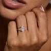 Marquise Cut Moissanite Blossom Engagement Ring Double Claws Setting (3)