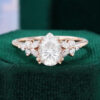 Pear Cut Moissanite Blossom Engagement Ring Double Claw Setting