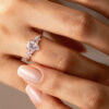 Pear Cut Moissanite Blossom Engagement Ring Double Claw Setting (3)