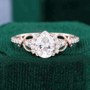 Pear Cut Moissanite Engagement Ring Infinity Promise Ring