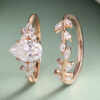 Pear Cut Moissanite Engagement Ring Set Nature Inspired Bridal Set (3)