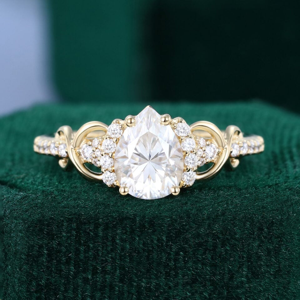 Pear Cut Moissanite Infinity Pavé Engagement Ring (1)