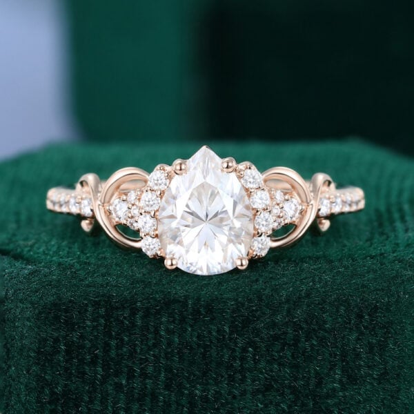 Pear Cut Moissanite Infinity Pavé Engagement Ring